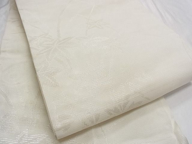 平和屋着物■夏物 六通柄袋帯 枝葉文 銀糸 B-np6890