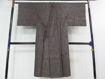 平和屋本店■極上　本場大島紬　道中着　単衣　7マルキ　泥染　花尽くし　逸品　未使用　3kh1553 - 平和屋