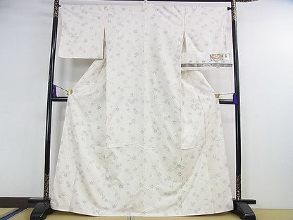 平和屋本店■極上　本場大島紬　白大島　7マルキ　恵大島紬織物謹製　花唐草文　京都きもの友禅扱い　証紙付き　逸品　未使用　DZAA0586kh4 - 平和屋