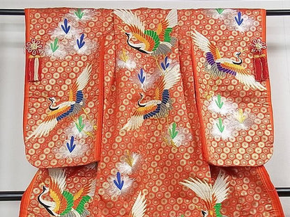 平和屋本店■極上　七五三　女の子　7歳　祝着　十二単風　駒刺繍　飛鶴松文　金銀糸　逸品　DZAA1584kh4 - 平和屋