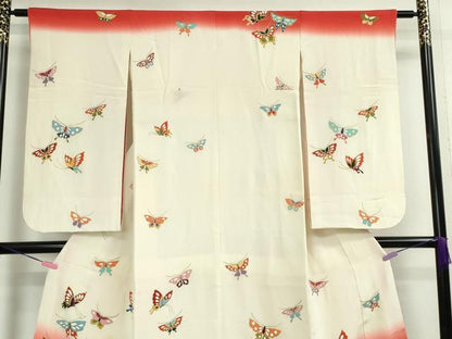 平和屋本店■極上　七五三　女の子　7歳　祝着　駒刺繍　舞蝶文　暈し染め　鬼しぼ縮緬　金彩　逸品　DZAA2913kh5 - 平和屋