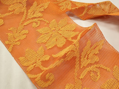 平和屋着物＊夏物　八寸名古屋帯　羅　枝花文　正絹　逸品　CABL7584fb