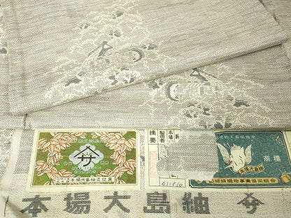 平和屋本店■極上　本場大島紬　白大島　9マルキ　160亀甲　桑原謹製　証紙付き　逸品　未使用　DZAA2044kh4 - 平和屋