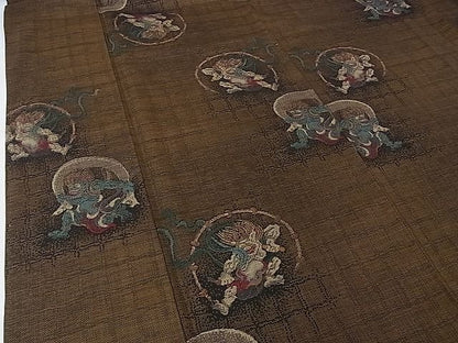 平和屋本店■極上　本場大島紬　9マルキ　風神雷神　逸品　DZAA1677kh4 - 平和屋