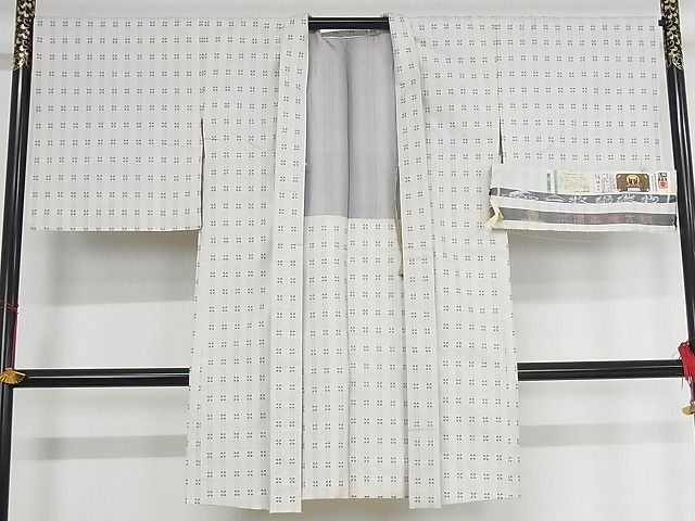 平和屋本店■極上　本場大島紬　長羽織　白大島　9マルキ　手織り　証紙付き　正絹　逸品　KAAA1179kk4 - 平和屋