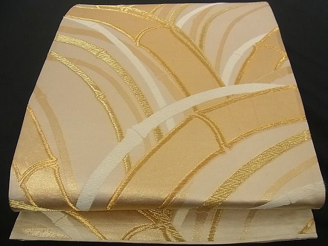平和屋着物■六通柄袋帯 唐織 竹文 金糸 正絹 逸品 A-az3341
