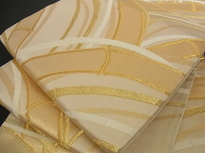 平和屋着物■六通柄袋帯 唐織 竹文 金糸 正絹 逸品 A-az3341