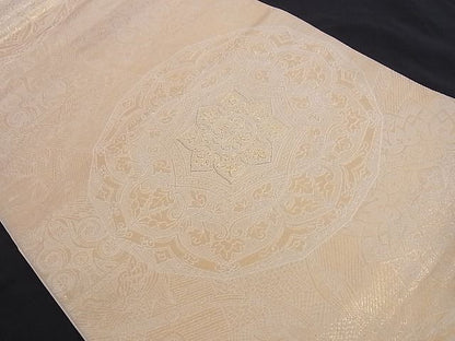 平和屋着物■六通柄袋帯 正倉院花文 金糸 正絹 逸品 A-az4858