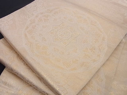 平和屋着物■六通柄袋帯 正倉院花文 金糸 正絹 逸品 A-az4858