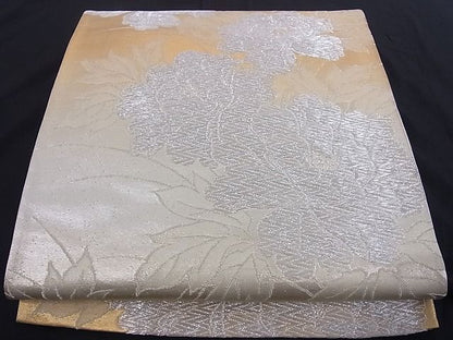 平和屋着物■六通柄袋帯 草花文 金銀糸 正絹 逸品 A-az4862