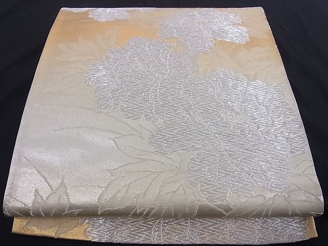 平和屋着物■六通柄袋帯 草花文 金銀糸 正絹 逸品 A-az4862