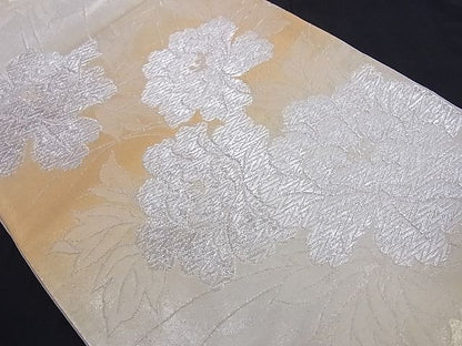 平和屋着物■六通柄袋帯 草花文 金銀糸 正絹 逸品 A-az4862