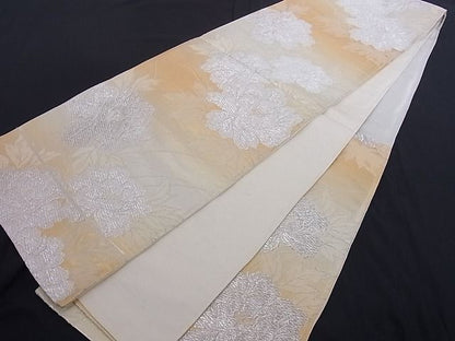 平和屋着物■六通柄袋帯 草花文 金銀糸 正絹 逸品 A-az4862