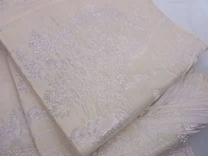 平和屋着物■六通柄袋帯 醍醐 風景文 銀糸 正絹 逸品 A-az4937