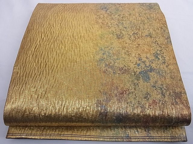 平和屋着物■六通柄袋帯 ふくれ織 間道 引箔 正絹 逸品 A-az4955