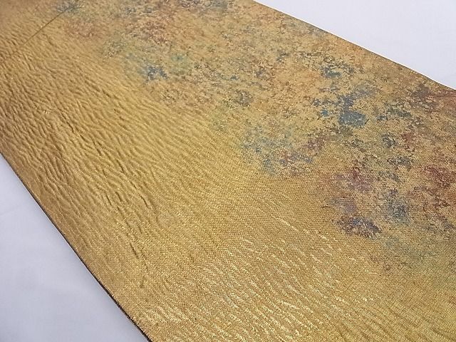 平和屋着物■六通柄袋帯 ふくれ織 間道 引箔 正絹 逸品 A-az4955