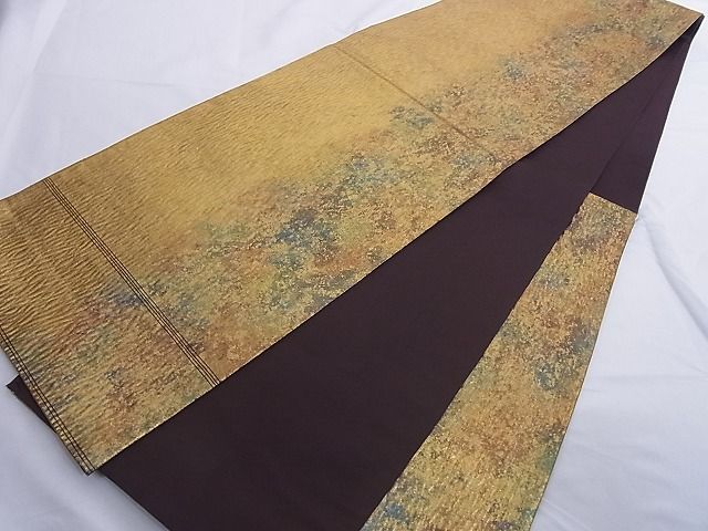 平和屋着物■六通柄袋帯 ふくれ織 間道 引箔 正絹 逸品 A-az4955