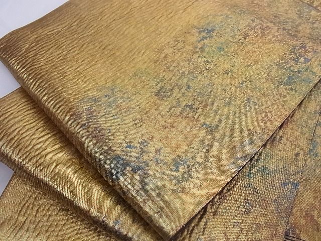平和屋着物■六通柄袋帯 ふくれ織 間道 引箔 正絹 逸品 A-az4955