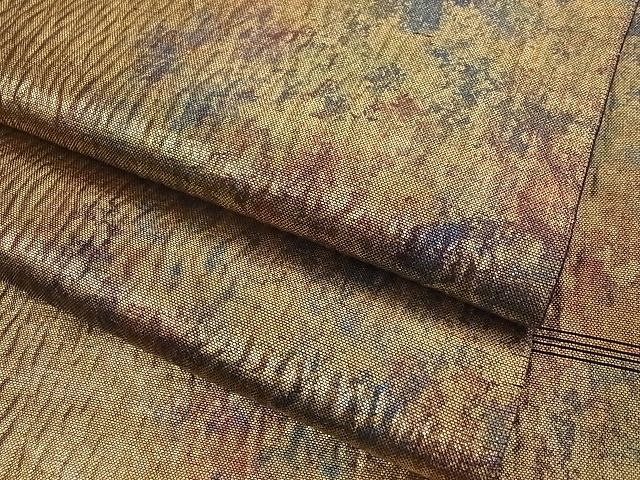 平和屋着物■六通柄袋帯 ふくれ織 間道 引箔 正絹 逸品 A-az4955