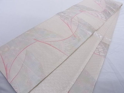 平和屋着物■佐賀錦 六通柄袋帯 唐織 飛鶴文 銀糸 正絹 逸品 A-az4968