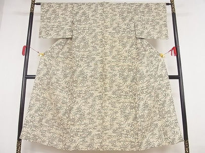 平和屋着物■夏物　小紋　笹　着丈143cm　裄丈62cm　正絹　逸品　A-ms850