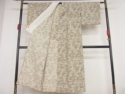 平和屋着物■夏物　小紋　笹　着丈143cm　裄丈62cm　正絹　逸品　A-ms850