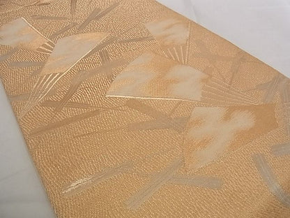 平和屋着物■六通柄袋帯 舞扇文 金銀糸 正絹 逸品 A-pf4780