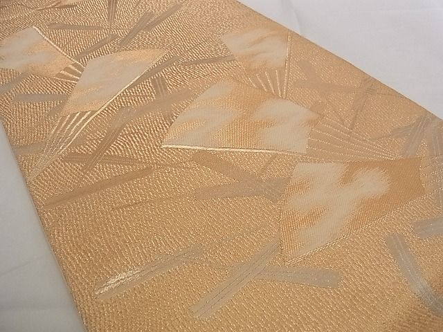 平和屋着物■六通柄袋帯 舞扇文 金銀糸 正絹 逸品 A-pf4780