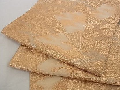平和屋着物■六通柄袋帯 舞扇文 金銀糸 正絹 逸品 A-pf4780