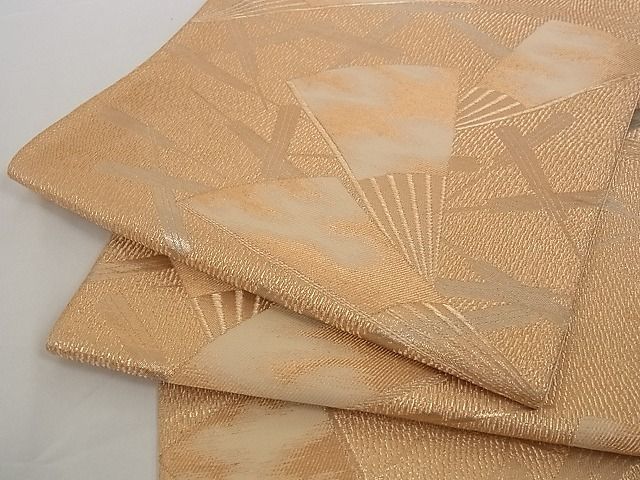 平和屋着物■六通柄袋帯 舞扇文 金銀糸 正絹 逸品 A-pf4780
