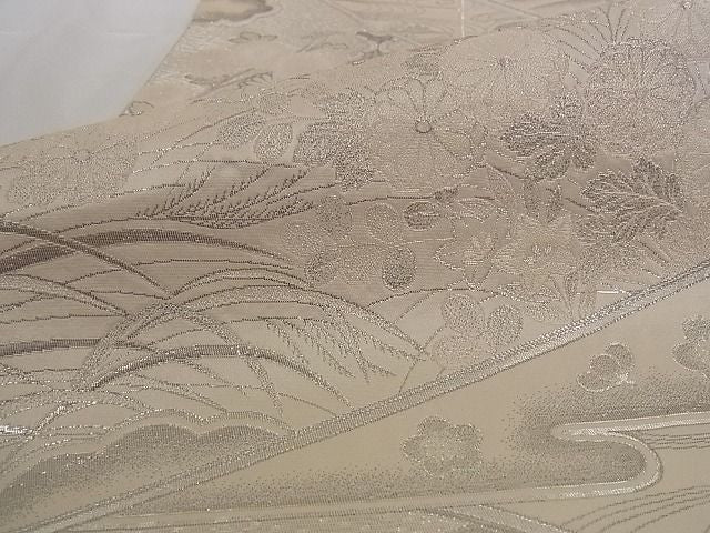 平和屋着物■六通柄袋帯 蒔絵朱雀文 プラチナ箔 正絹 逸品 A-pf4781