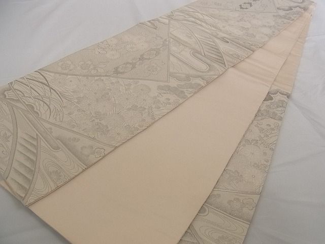 平和屋着物■六通柄袋帯 蒔絵朱雀文 プラチナ箔 正絹 逸品 A-pf4781