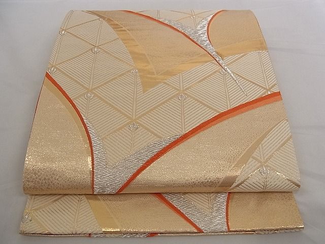 平和屋着物■六通柄袋帯 松葉飛鳥文 金銀糸 正絹 逸品 A-pf4782