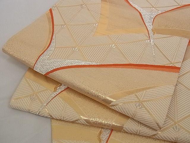平和屋着物■六通柄袋帯 松葉飛鳥文 金銀糸 正絹 逸品 A-pf4782