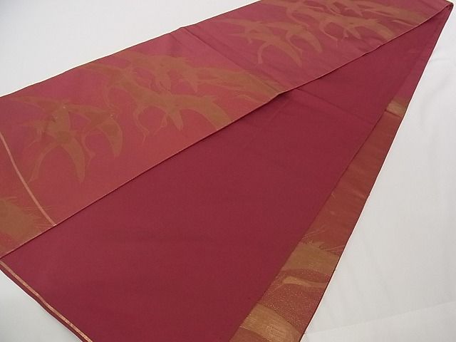 平和屋着物■六通柄 本袋帯 飛鶴文 金糸 正絹 逸品 A-pf4809