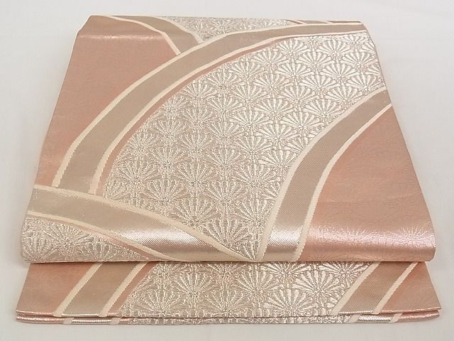 平和屋着物■六通柄袋帯 菊青海波 銀糸 正絹 逸品 A-pf4821