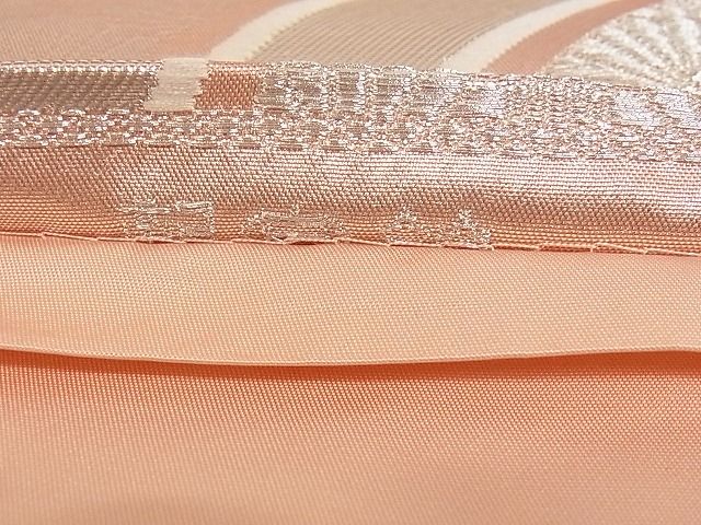 平和屋着物■六通柄袋帯 菊青海波 銀糸 正絹 逸品 A-pf4821