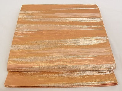 平和屋着物■六通柄袋帯 霞文 金糸 正絹 逸品 A-pf4829