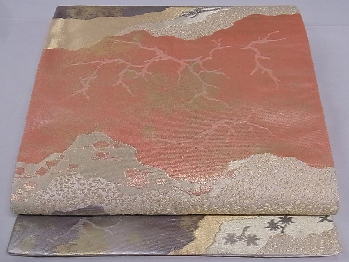 平和屋着物■六通柄袋帯 道長飛鳥文 金糸 引箔 正絹 逸品 A-sx6696