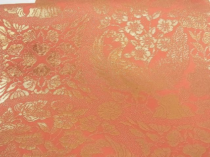 平和屋着物■六通柄袋帯 孔雀花文 金糸 正絹 逸品 A-tn2379