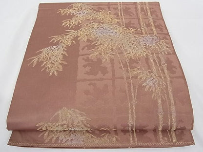 平和屋着物■六通柄 京袋帯 笹竹文 金銀糸 正絹 逸品 A-tn2381