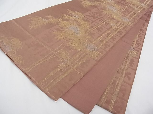 平和屋着物■六通柄 京袋帯 笹竹文 金銀糸 正絹 逸品 A-tn2381