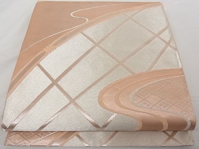 平和屋着物■六通柄袋帯 流水吉祥文 銀糸 正絹 逸品 A-tn2472