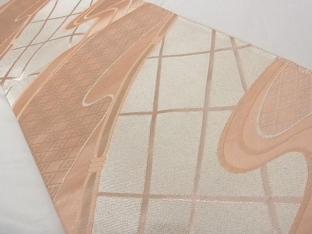 平和屋着物■六通柄袋帯 流水吉祥文 銀糸 正絹 逸品 A-tn2472