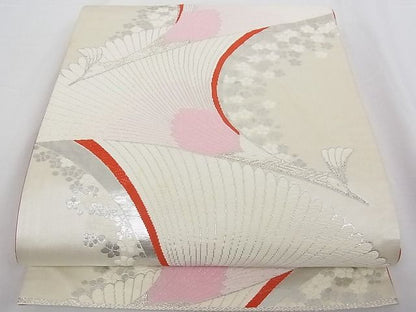 平和屋着物■西陣 六通柄袋帯 唐織 孔雀文 銀糸 正絹 逸品 A-tn2517