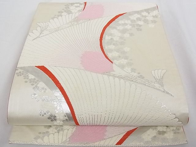 平和屋着物■西陣 六通柄袋帯 唐織 孔雀文 銀糸 正絹 逸品 A-tn2517