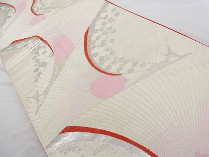 平和屋着物■西陣 六通柄袋帯 唐織 孔雀文 銀糸 正絹 逸品 A-tn2517