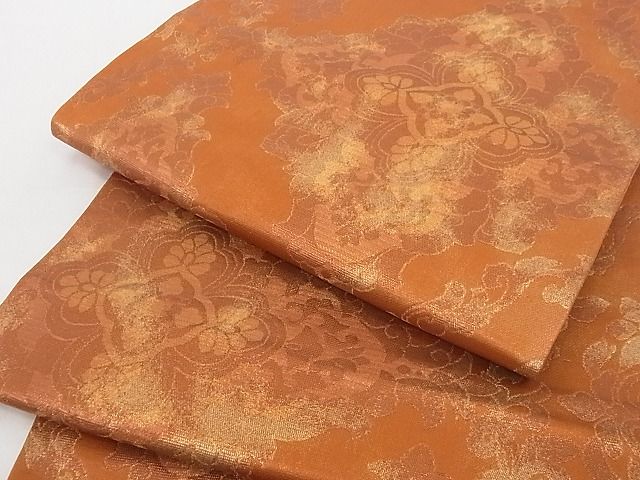 平和屋着物■六通柄袋帯 洋花菱文 金糸 正絹 逸品 B-cy4695