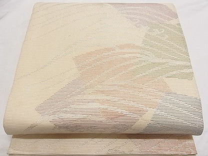 平和屋着物■夏物 六通柄袋帯 色紙重ね立波文 銀糸 正絹 逸品 B-ph6347