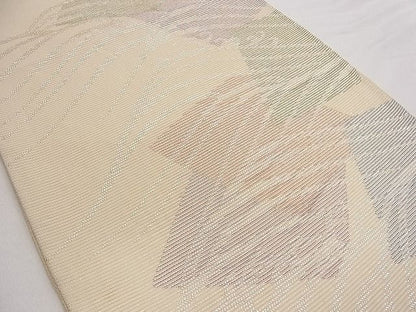 平和屋着物■夏物 六通柄袋帯 色紙重ね立波文 銀糸 正絹 逸品 B-ph6347